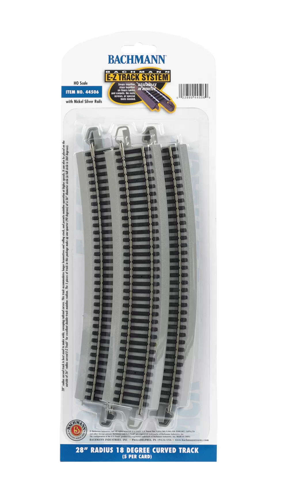 Nickel Silver W/ Gray Roadbed*Bachmann Trains 28" Radius 18 Degree Curved (HO Scale Nickel Silver)