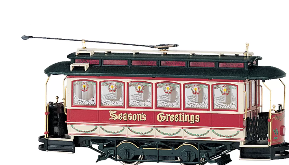 Closed Streetcar | On30 Scale Christmas Trains*Bachmann Trains Closed Streetcar - Seasons Greetings