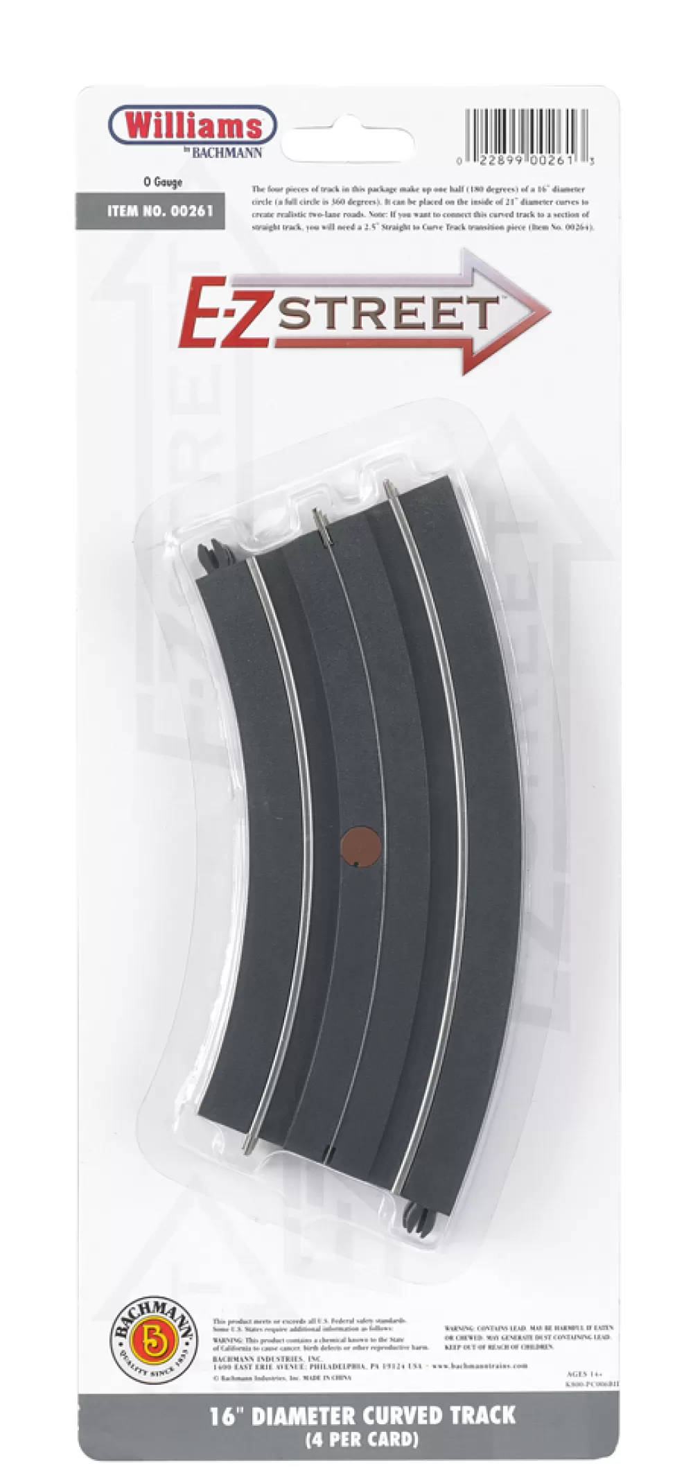 E-Z Street®*Bachmann Trains E-Z Street® 16" Diameter Curved Track (4/Card)