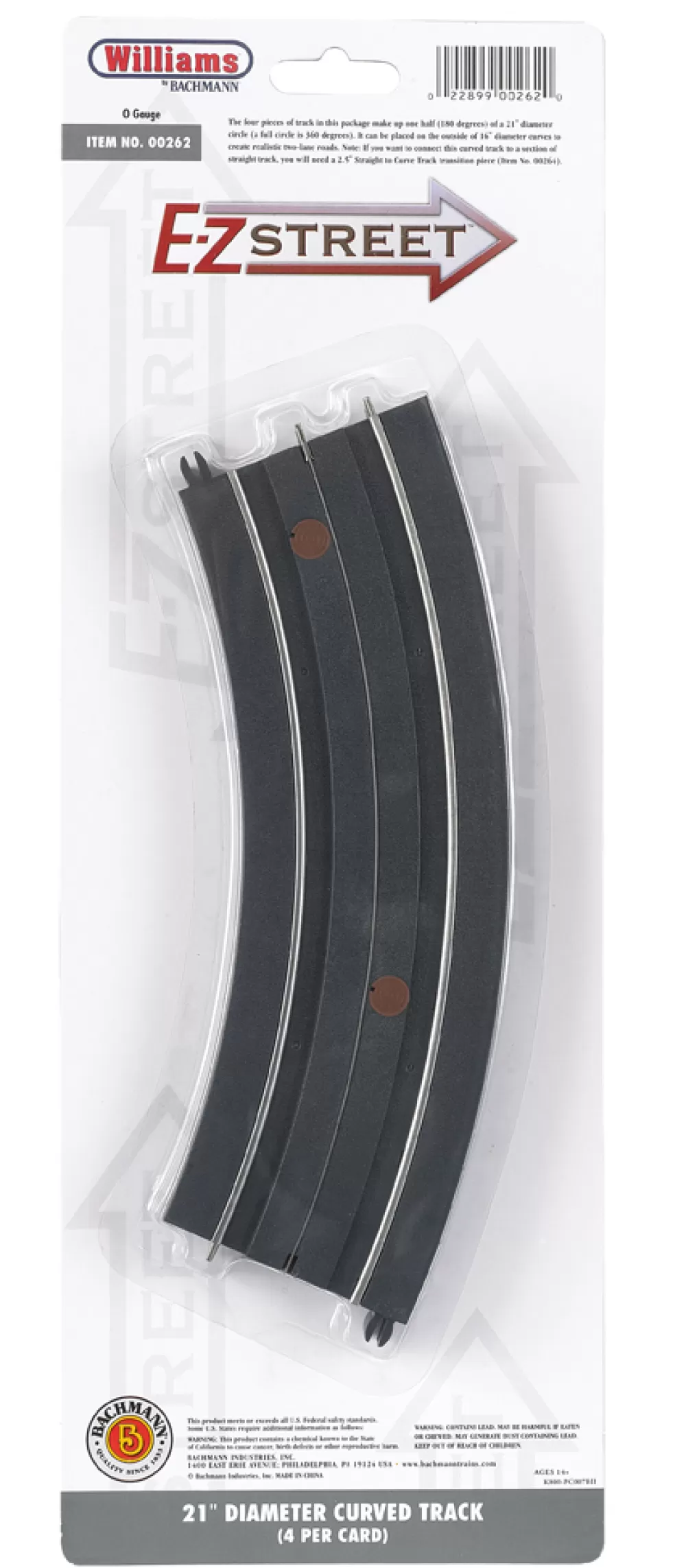 E-Z Street®*Bachmann Trains E-Z Street® 21" Diameter Curved Track (4/Card)