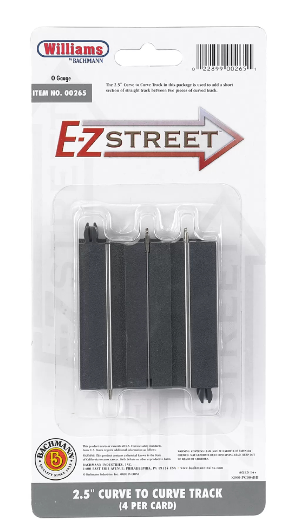 E-Z Street®*Bachmann Trains E-Z Street® 2.5" Curve To Curve Track (4/Card)