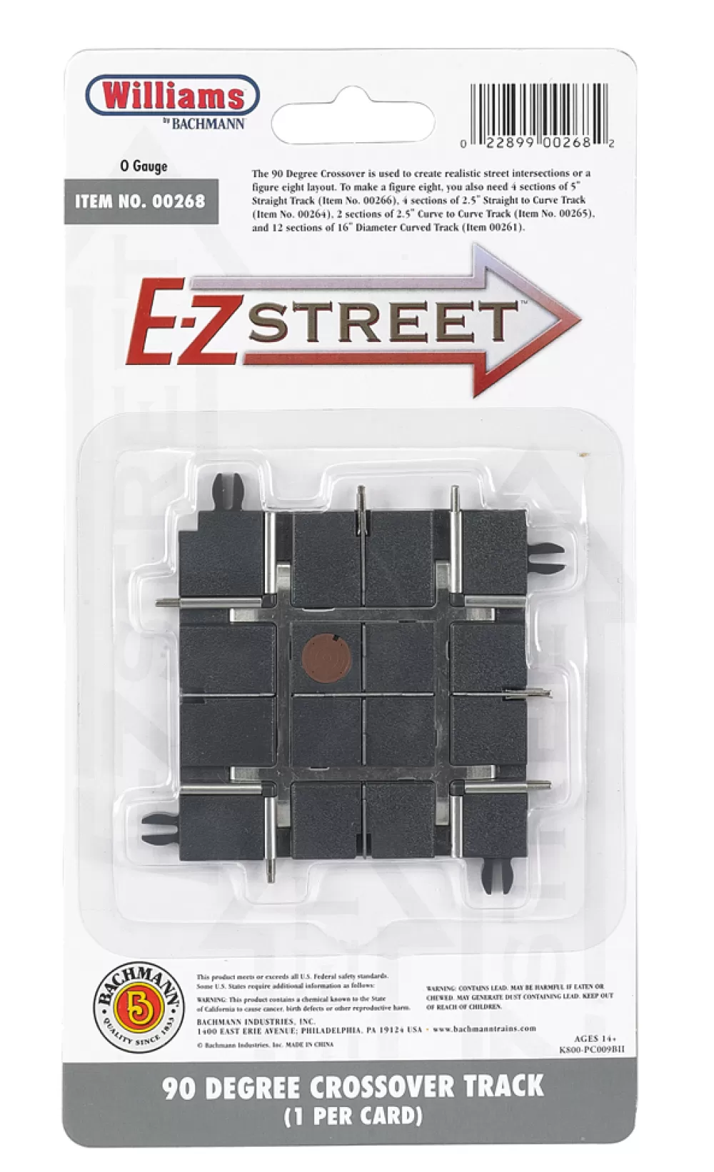 E-Z Street®*Bachmann Trains E-Z Street® 90 Degree Crossover Track (1/Card)