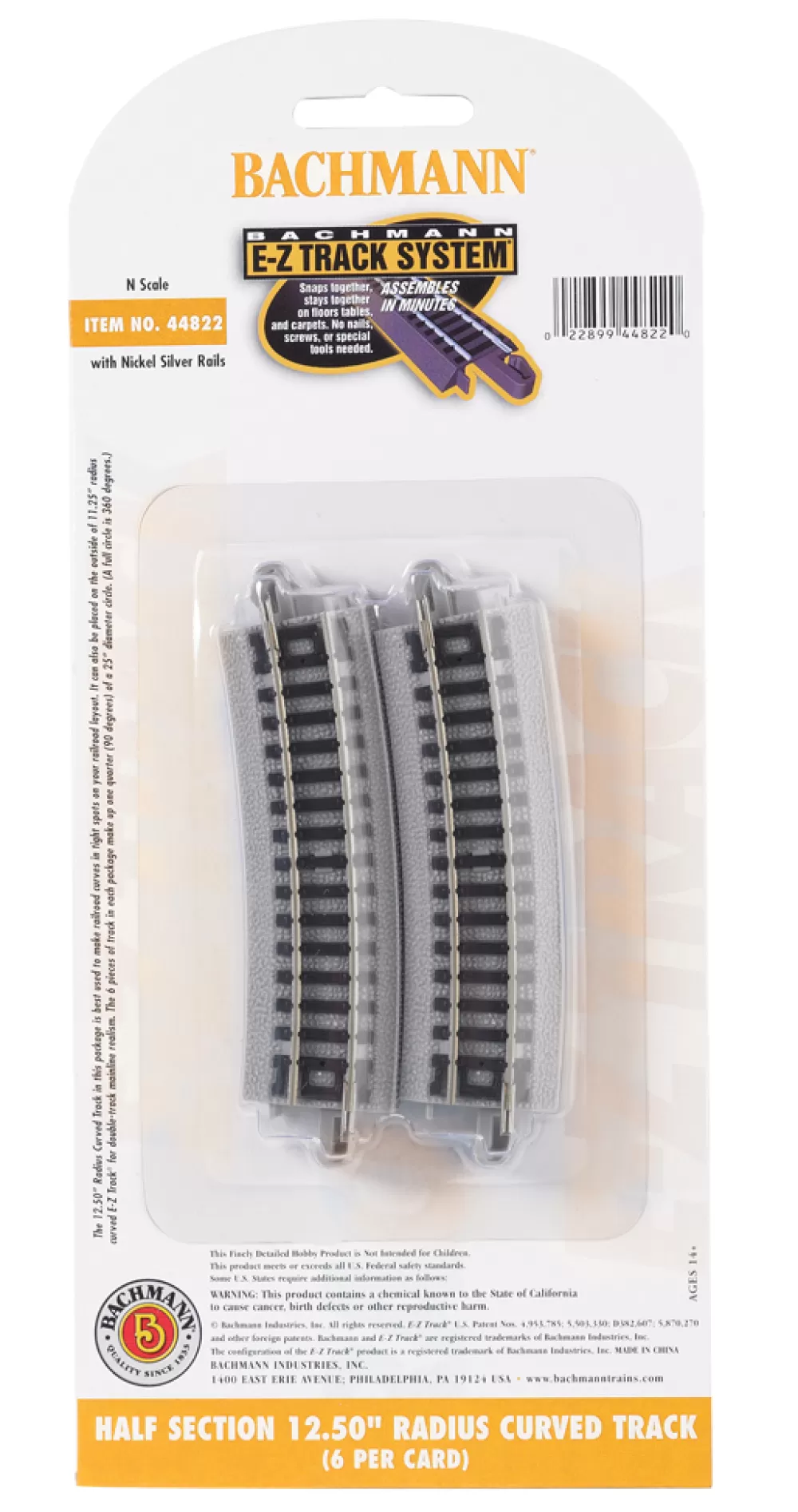 E-Z Track®*Bachmann Trains Half Section 12.50" Radius Curved Track (N Scale)