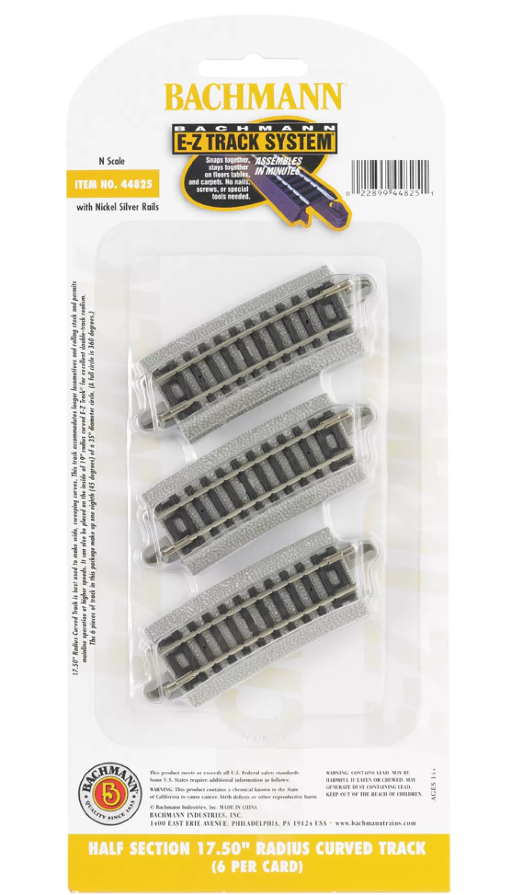 E-Z Track®*Bachmann Trains Half Section 17.50" Radius Curved Track - N Scale