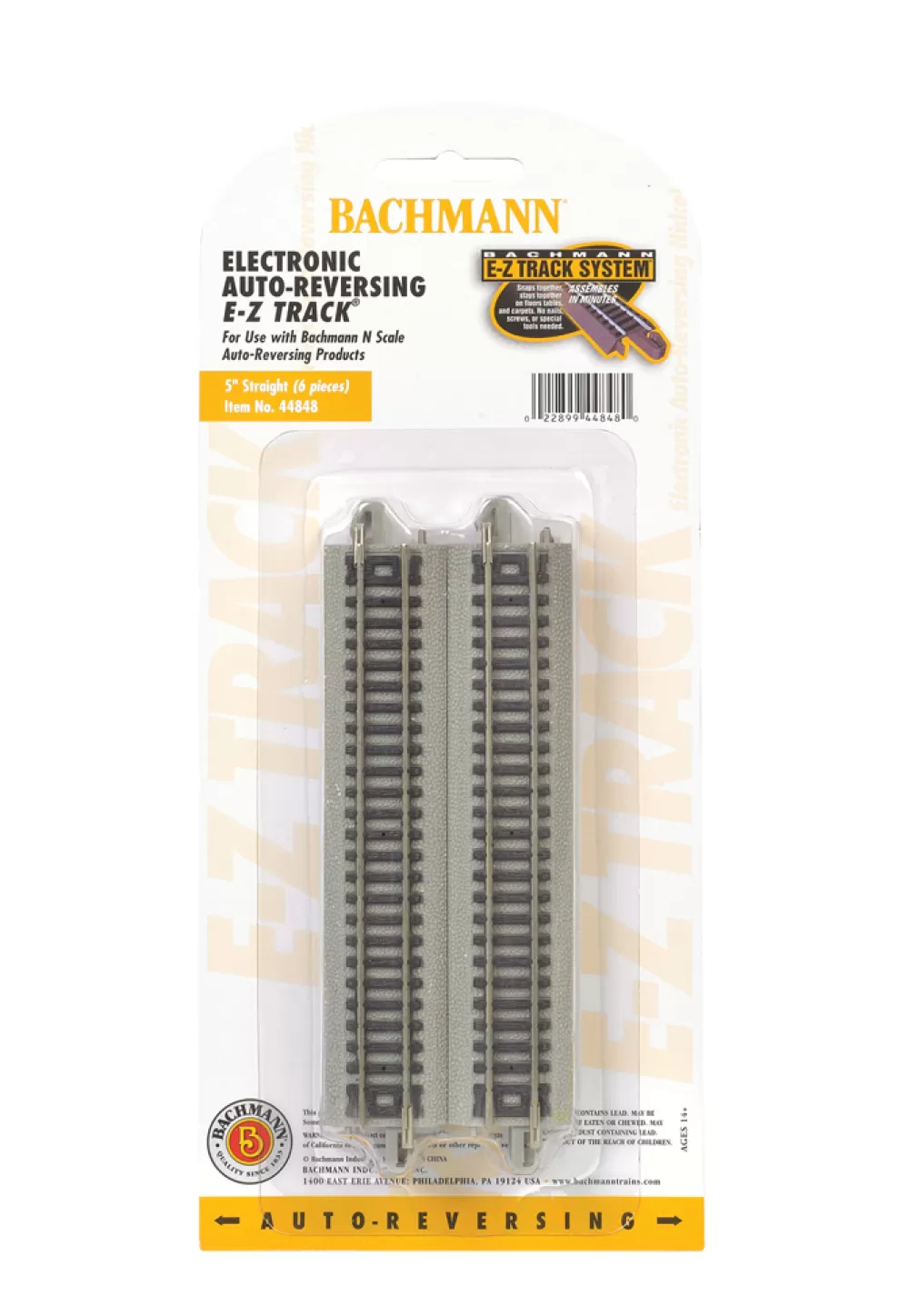 E-Z Track®*Bachmann Trains Nickel Silver Auto-Reversing 5" Straight Track - N Scale