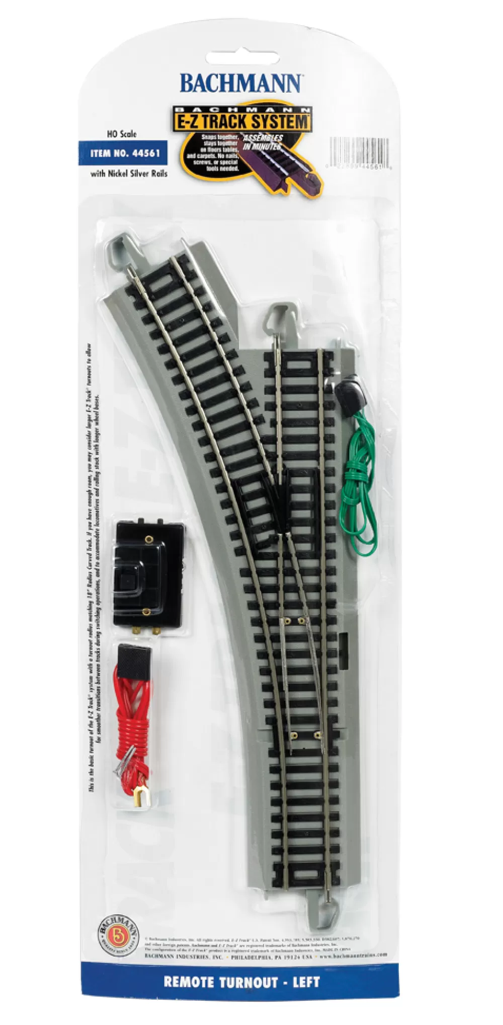 Nickel Silver W/ Gray Roadbed*Bachmann Trains Remote Turnout - Left (HO Scale)