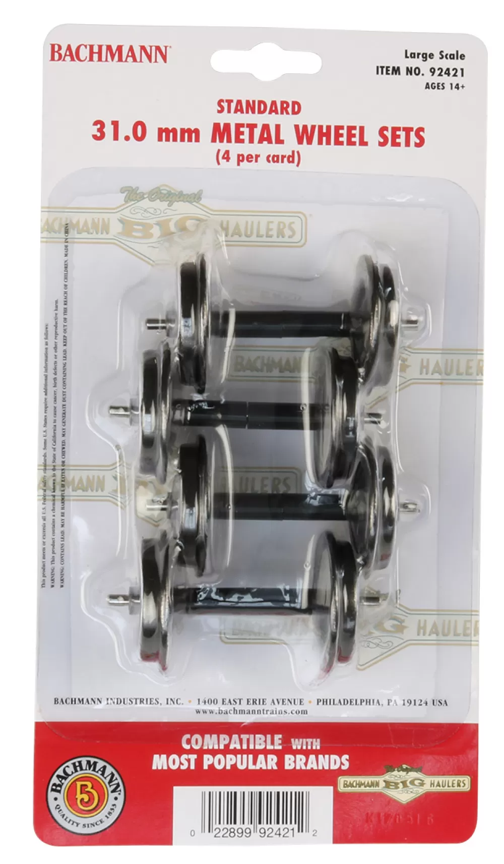 Accessories*Bachmann Trains Standard Metal Wheel Set (4 Per Card) (Large Scale)