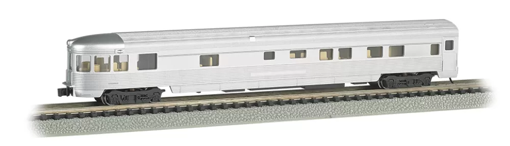 Streamlined Fluted Side Cars*Bachmann Trains Unlettered Aluminum - 85 FT Observation W/ Lighted Interior