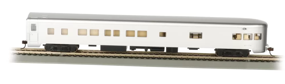 Smooth-Side Cars*Bachmann Trains Unlettered, Aluminum Smooth-Side Observation W/ Lighted Intr